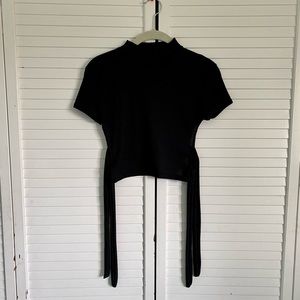 NWT Black Crop Top with Back Ties